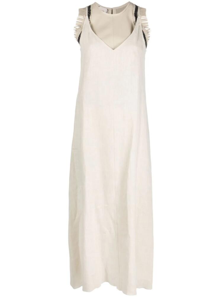 Alysi leather-top maxi dress - Neutrals Cover