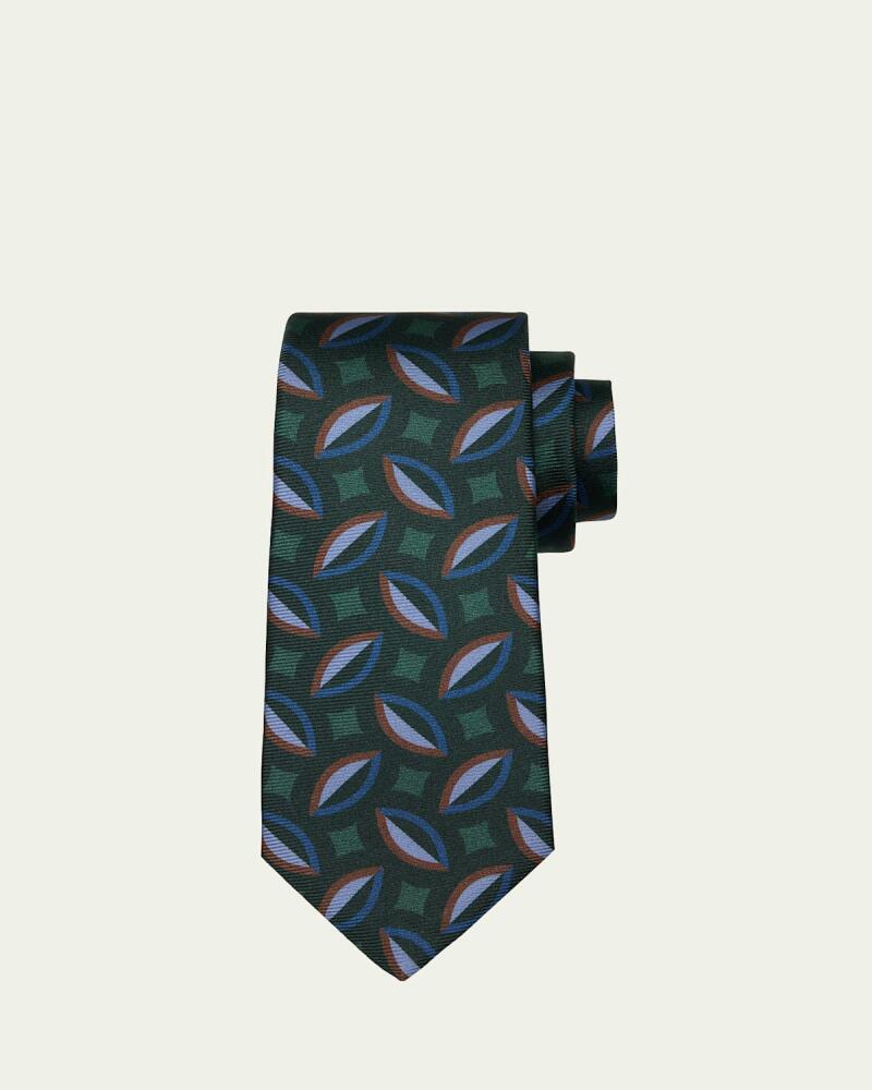 Kiton Men's 7-Fold Geometric Silk Tie Cover