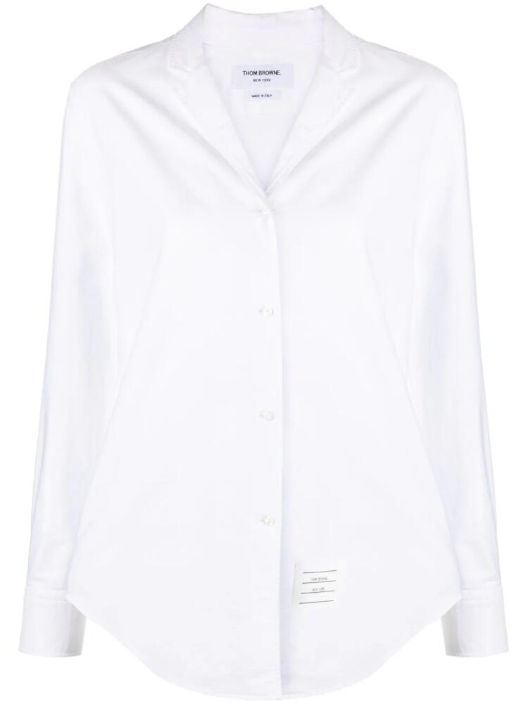 Thom Browne logo-patch long-sleeve shirt - White Cover