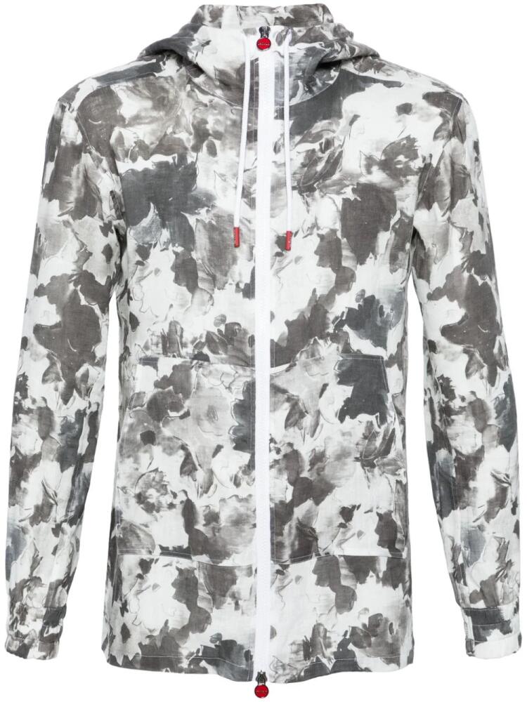 Kiton abstract-print linen jacket - Grey Cover