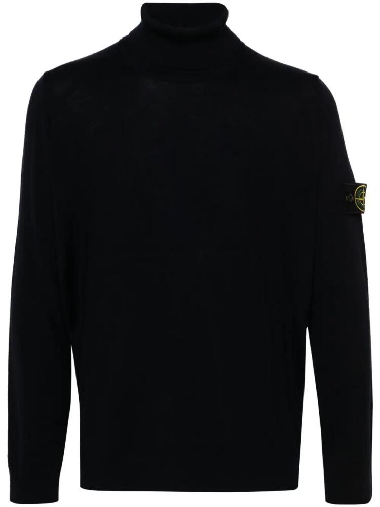 Stone Island roll-neck wool jumper - Blue Cover