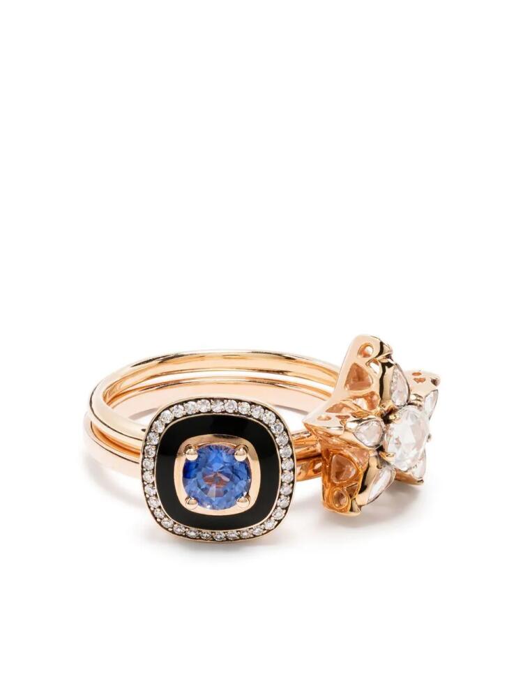 Selim Mouzannar 18kt rose gold Mina diamond and sapphire ring set - Pink Cover