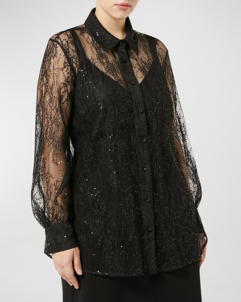 Marina Rinaldi Plus Size Ideo Sequin Lace Blouse Cover