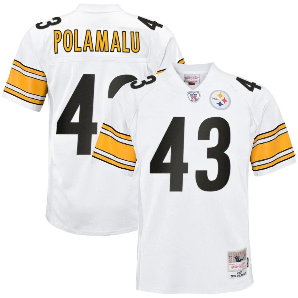 Youth Mitchell & Ness Troy Polamalu White Pittsburgh Steelers 2005 Retired Player Legacy Jersey Cover