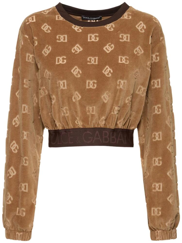 DOLCE & GABBANA Monogram Chenille Crop Sweatshirt Cover