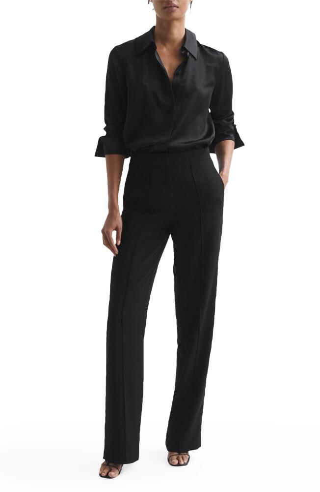 Reiss Aleah High Waist Straight Leg Trousers in Black Cover