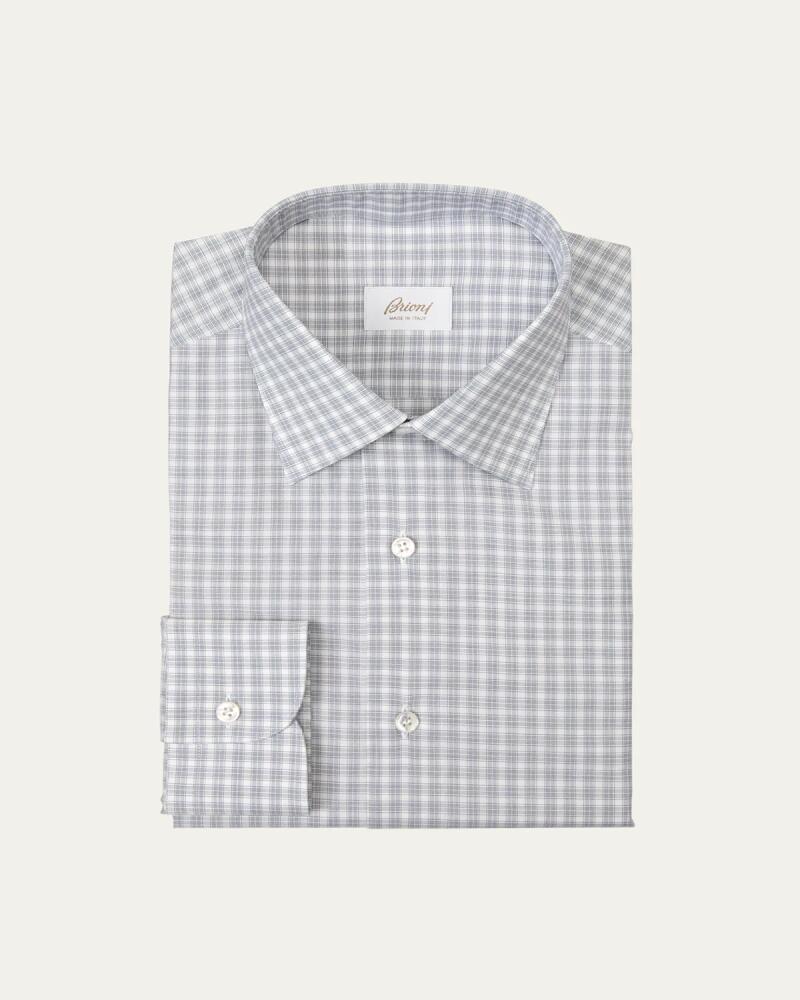 Brioni Men's Cotton Micro-Check Dress Shirt Cover