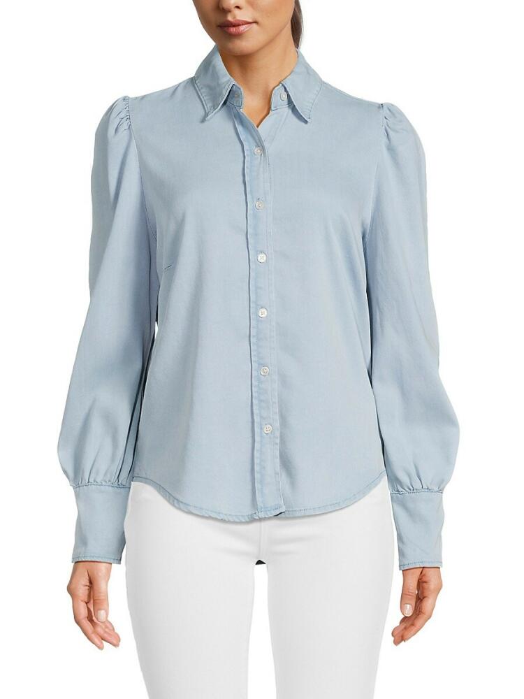 Rachel Parcell Women's Blouson Sleeve Shirt - Blue Cover