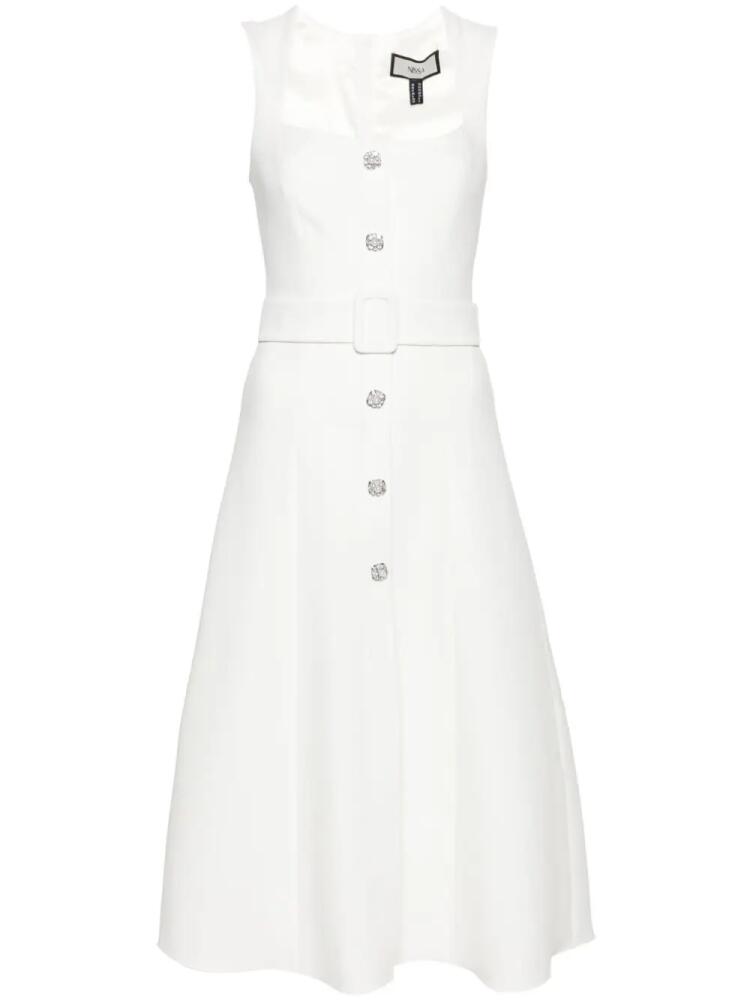 NISSA belted crepe midi dress - White Cover