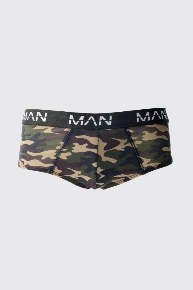 boohoo Mens Camo Print Briefs - Green Cover