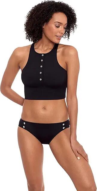 Lauren Ralph Lauren Rib Solids Racerback Midkini (Black) Women's Swimwear Cover