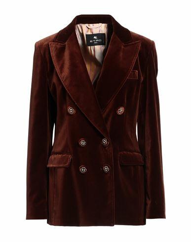 Etro Woman Blazer Brown Cotton, Elastane Cover