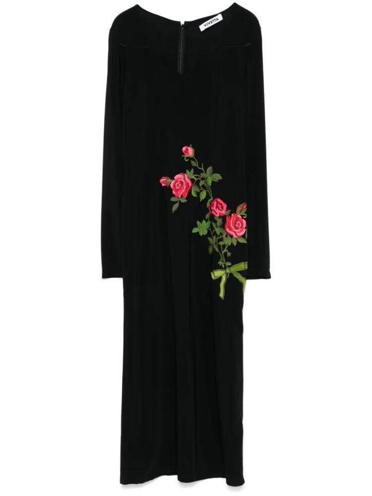 Vivetta floral-embroidered midi dress - Black Cover