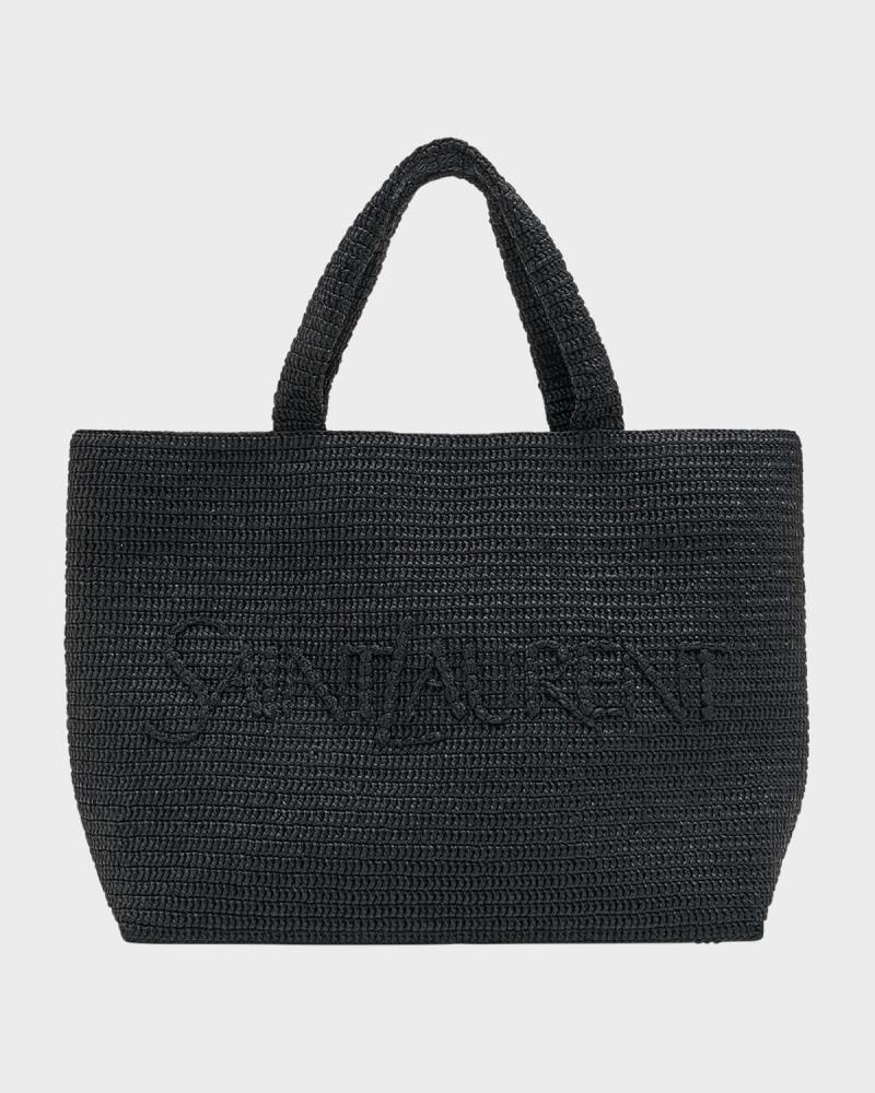 Saint Laurent Men's Tonal Logo Raffia Tote Bag Cover