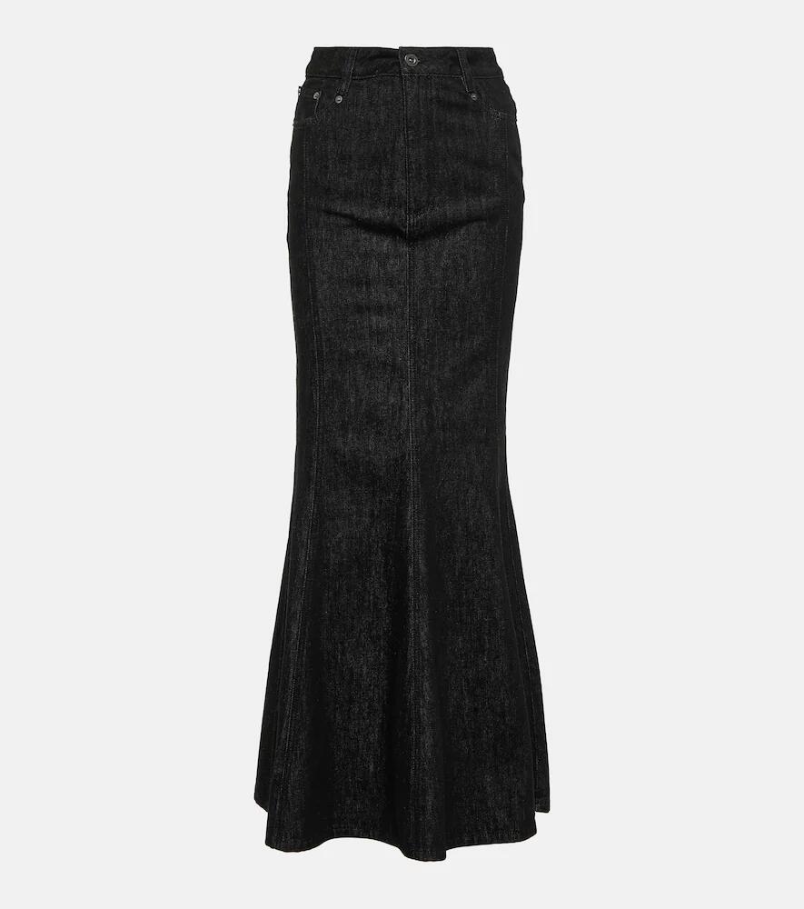 Self-Portrait Flared denim maxi skirt Cover