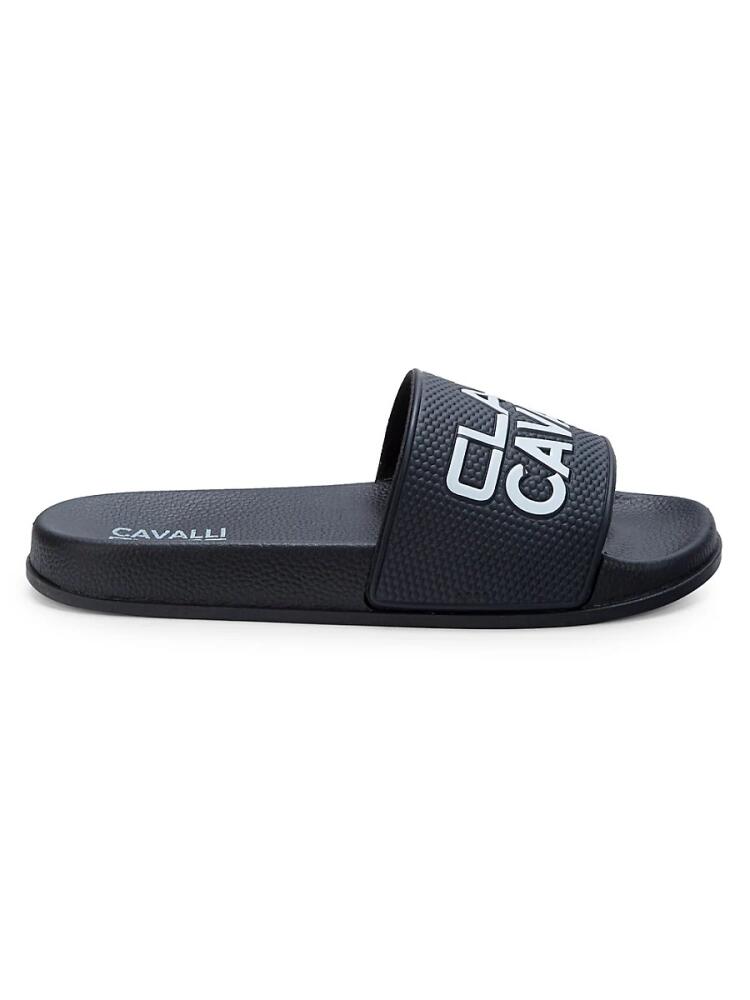 Cavalli Class by Roberto Cavalli Men's Logo Slides - Black White Cover