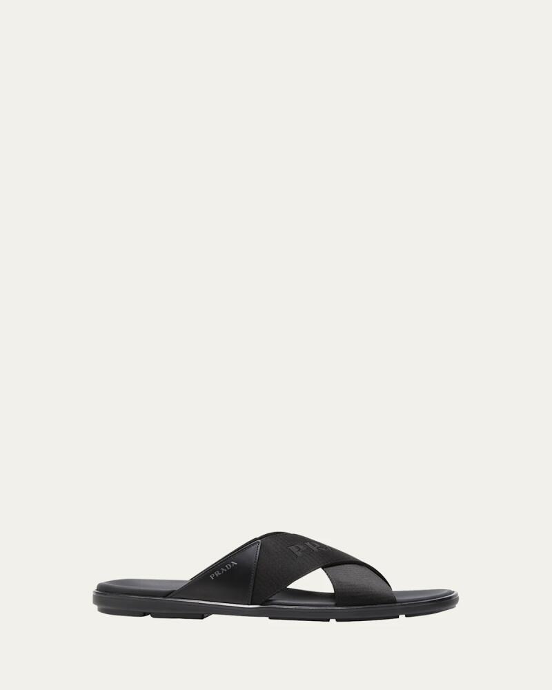 Prada Men's Nastro Web Logo Slide Sandals Cover