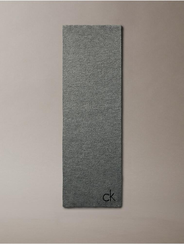 Calvin Klein Men's Embroidered Monogram Logo Scarf - Grey Cover