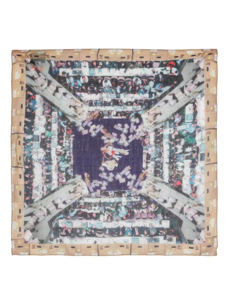 Henrik Vibskov Boxing-print squared scarf - Blue Cover