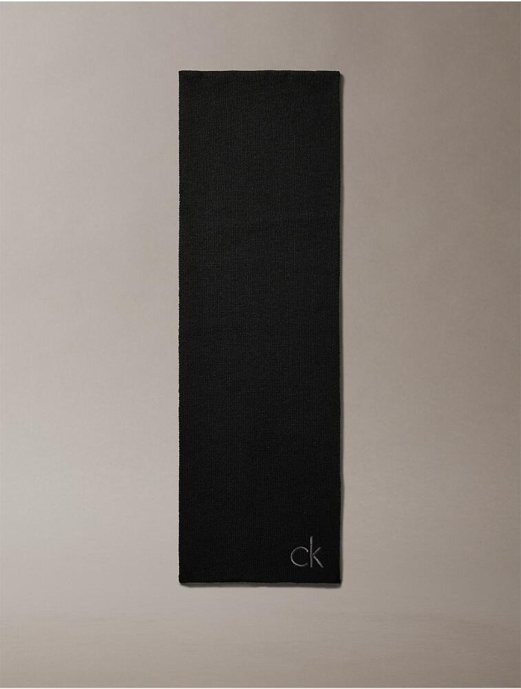 Calvin Klein Men's Embroidered Monogram Logo Scarf - Black Cover