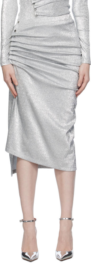 Rabanne Silver Gathered Midi Skirt Cover