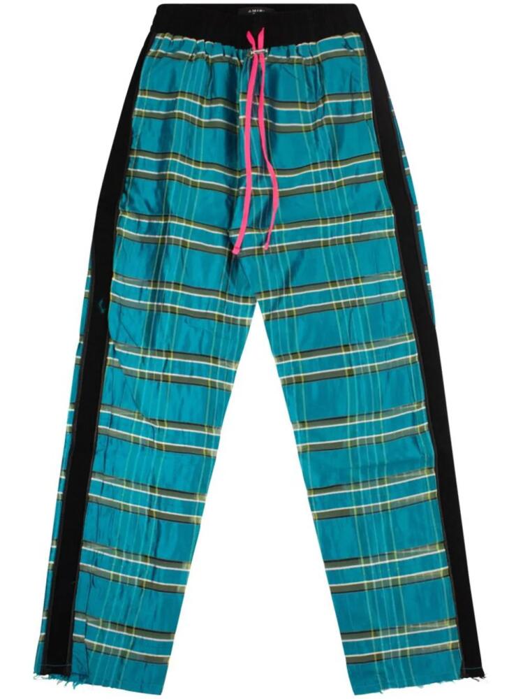 AMIRI plaid check-print silk track pants - Blue Cover