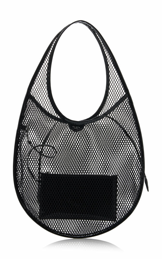 ALAA - One Piece Medium Leather-Trimmed Mesh Tote Bag - Black Cover