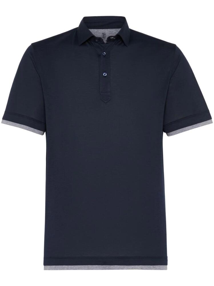 Brunello Cucinelli layered-effect polo shirt - Blue Cover