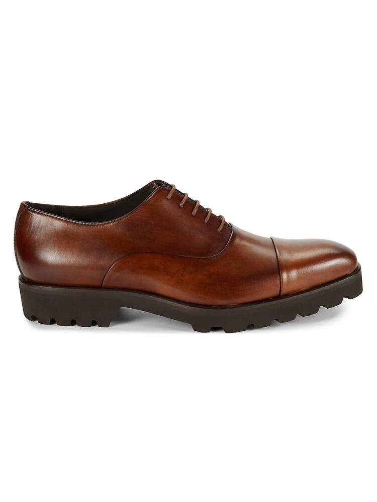 Saks Fifth Avenue Made in Italy Men's Bal Leather Oxford Shoes - Cognac Cover