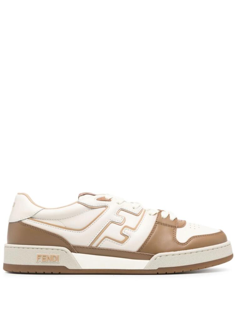 FENDI Match FF-appliqué leather sneakers - Neutrals Cover