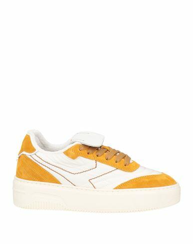 Pantofola D'oro Woman Sneakers Ocher Soft Leather, Textile fibers Cover