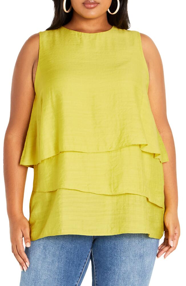 City Chic Briella Tiered Sleeveless Top in Lime Cover