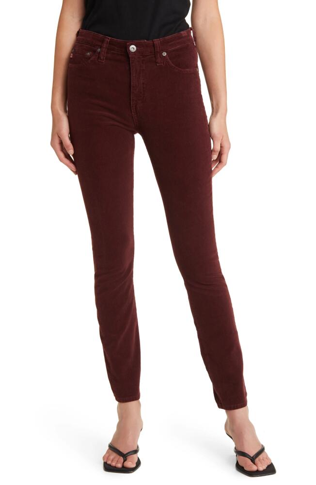 AG Mari High Waist Slim Ankle Straight Leg Corduroy Pants in 1 Year Hi-White Dark Plum Cover