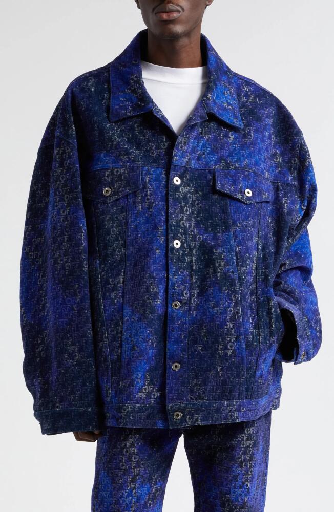 Off-White Logo Jacquard Denim Trucker Jacket in Dark Blue C Sierra Cover