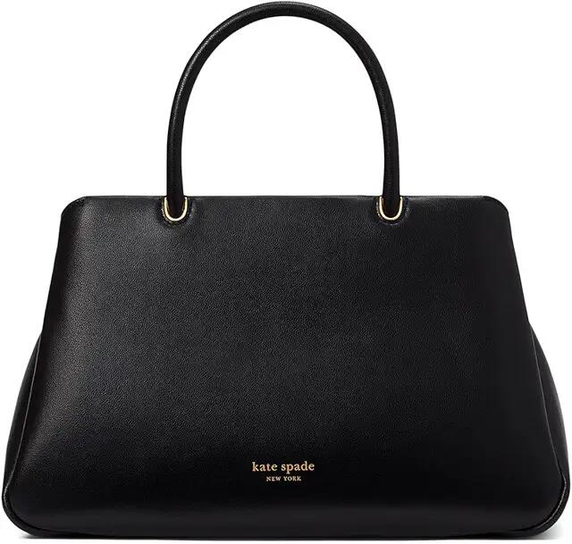 Kate Spade New York Grace Smooth Leather Satchel (Black) Satchel Handbags Cover