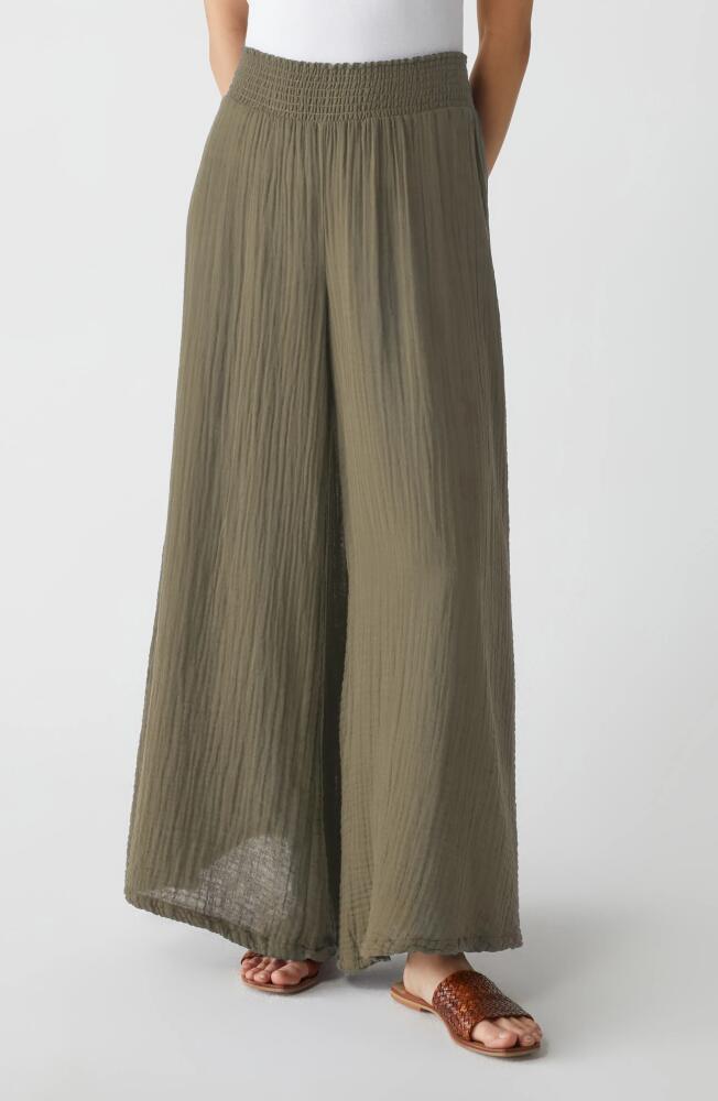 Michael Stars Simba Smocked Waist Wide Leg Pants in Olive Cover