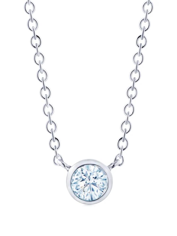 KWIAT 18kt white gold round diamond bezel set pendant necklace - Silver Cover