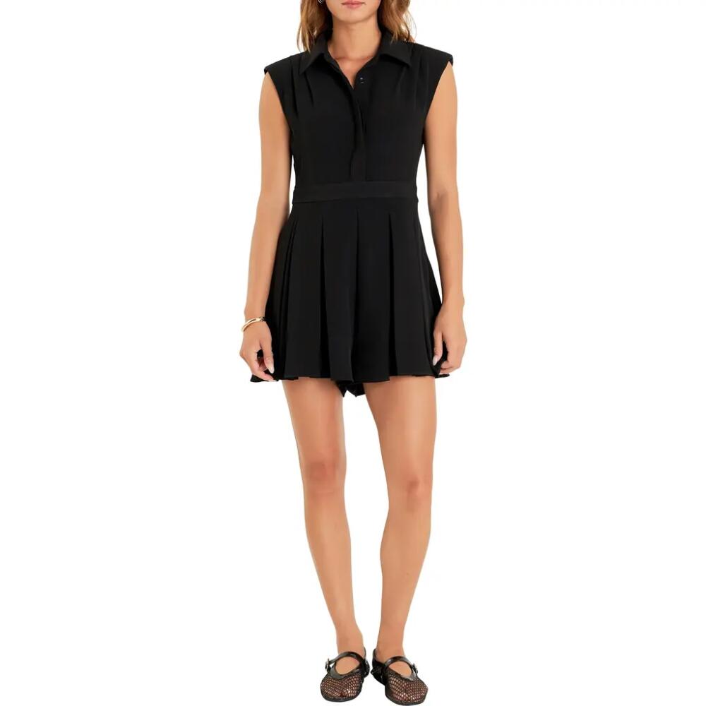 English Factory Pleated Romper in Black Cover