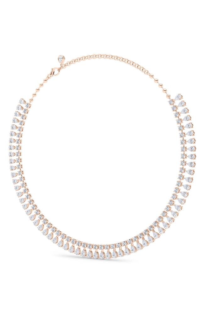 HauteCarat Lab Created Diamond Frontal Necklace in 18K Rose Gold Cover