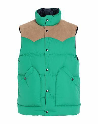 Woolrich Western Down Vest Man Puffer Green Polyester, Polyurethane Cover