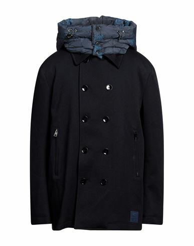 Etro Man Coat Navy blue Virgin Wool, Polyurethane, Polyamide Cover