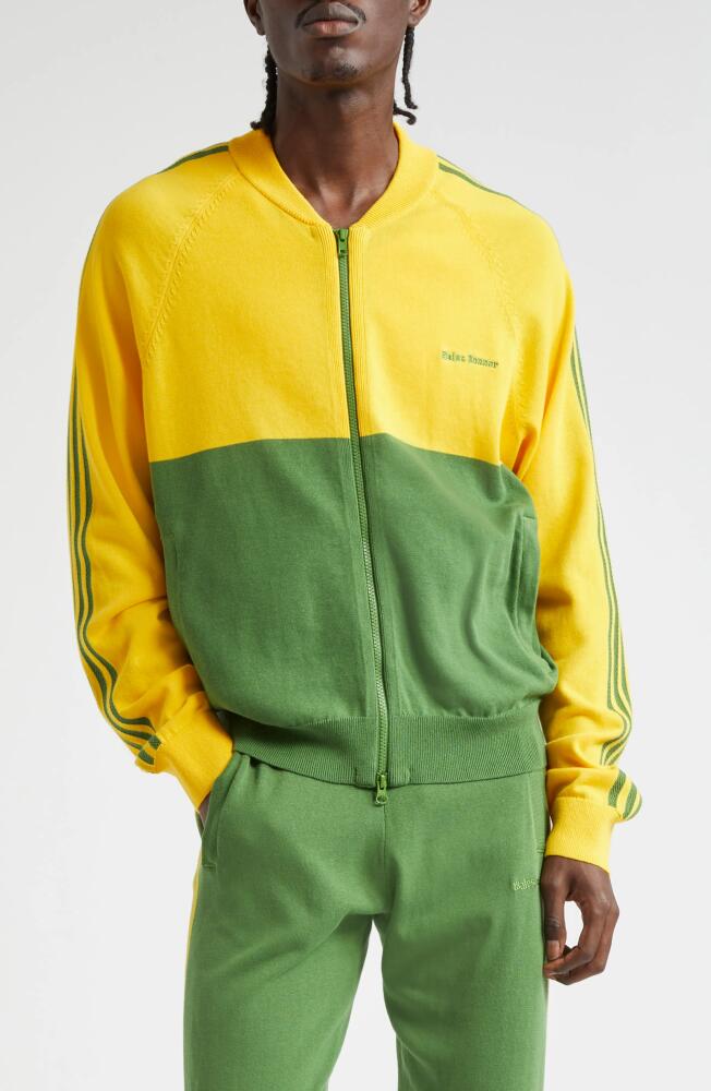 ADIDAS X WALES BONNER x Wales Bonner Colorblock Cotton Bomber Jacket in Bold Gold/Crew Green Cover