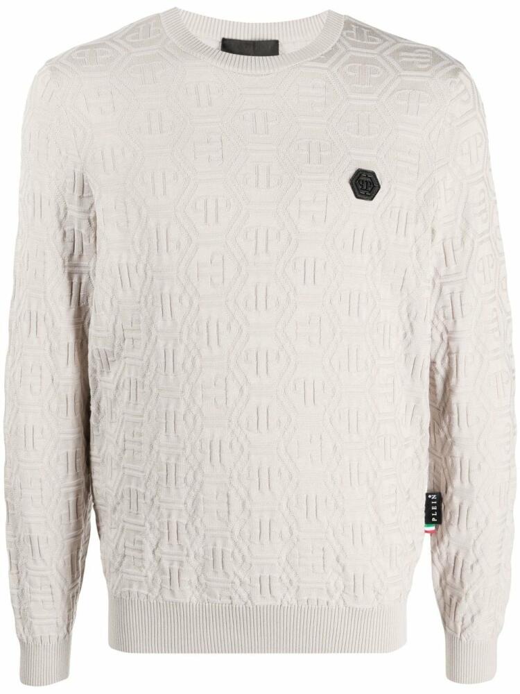 Philipp Plein logo-jacquard pullover - Neutrals Cover