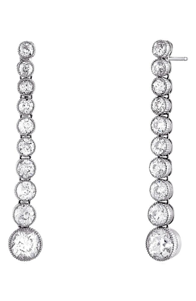 Mindi Mond Milgrain Bezel Diamond Linear Drop Earrings in Platinum Cover