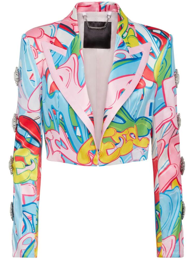 Philipp Plein Bombing Graffiti-print spencer jacket - Pink Cover