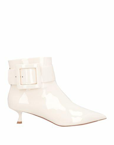 Roger Vivier Woman Ankle boots Cream Soft Leather Cover