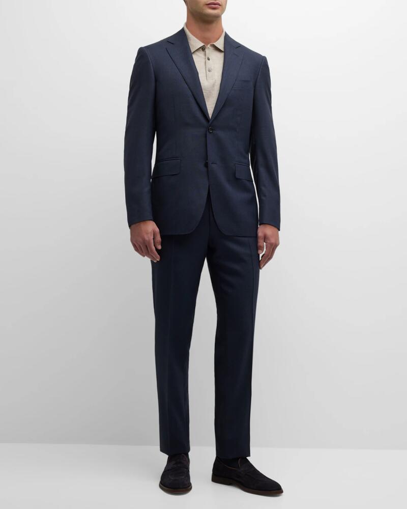 Canali Men's Tonal Check Wool Suit Cover