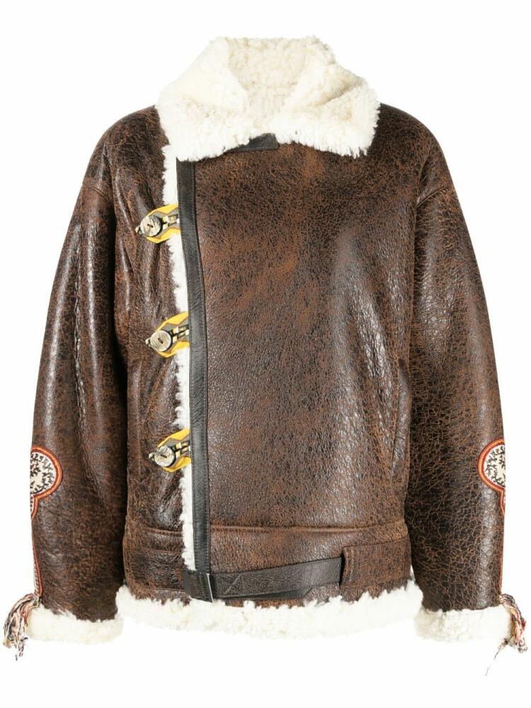 ETRO Gina embroidered shearling jacket - Brown Cover