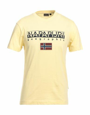 Napapijri Man T-shirt Yellow Cotton, Elastane Cover