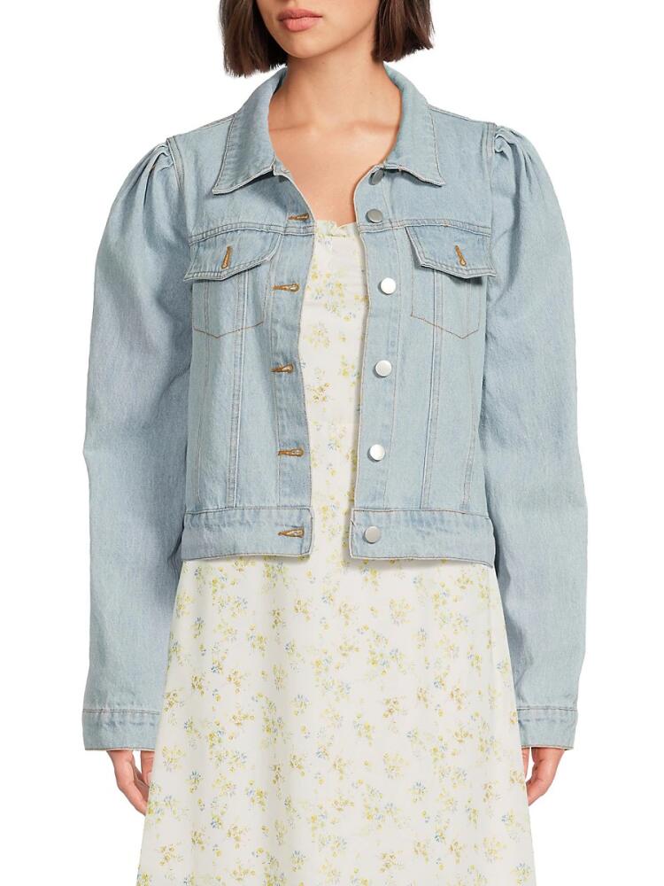 Lea & Viola Women's Puff Sleeve Denim Jacket - Light Blue Cover